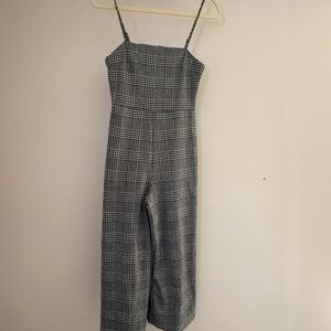 Forever 21 Black and White Plaid Jumpsuit